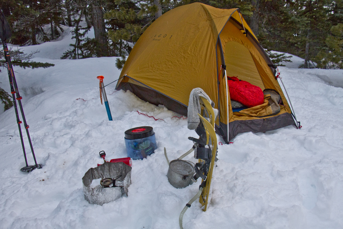 bear-proof food canister, ultra-light backpacking, snow camping