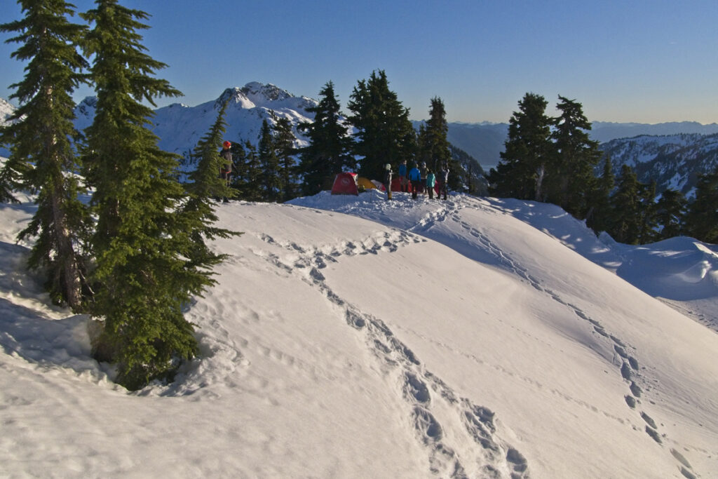 winter tent campsite