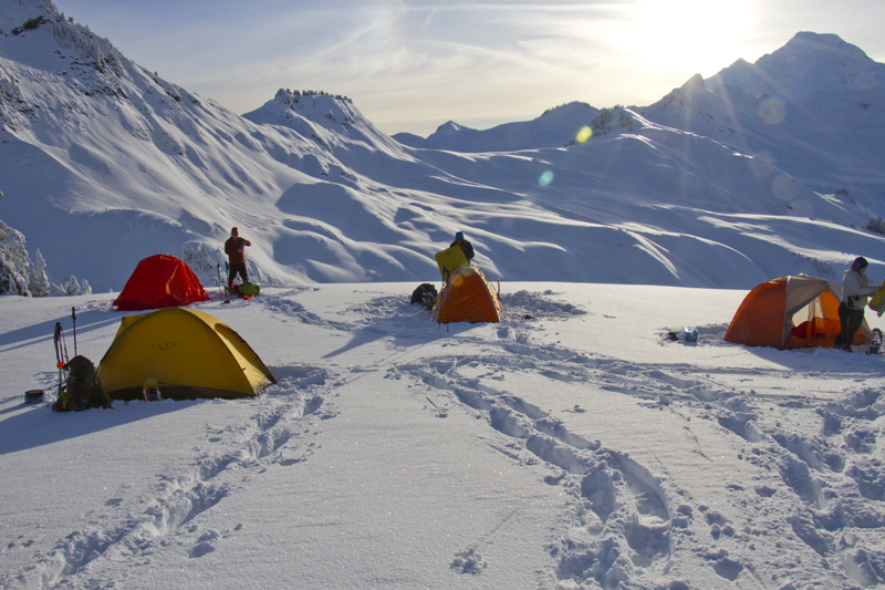 winter backpacking camp photo