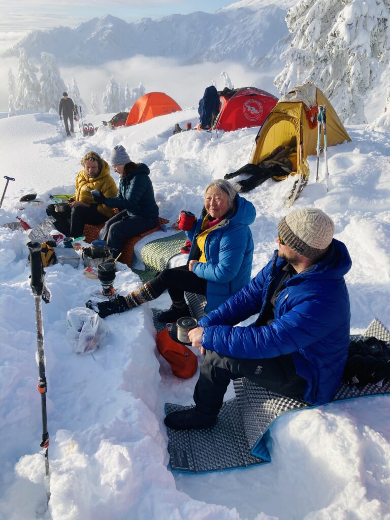 winter backpacking campsite