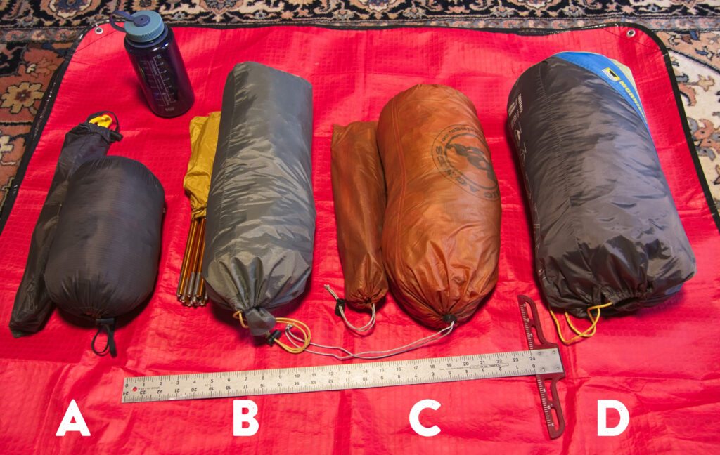 Tent size and packability comparison