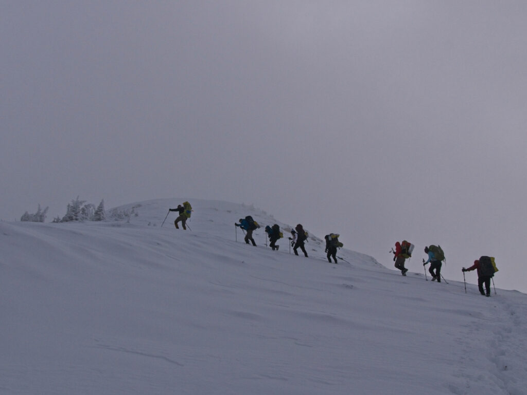 winter backpacking team