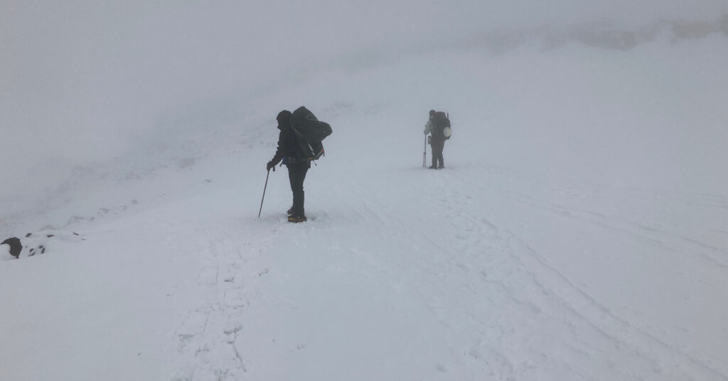 hiking in a whiteout