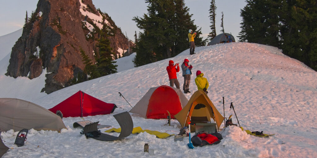 winter backpacking campsite