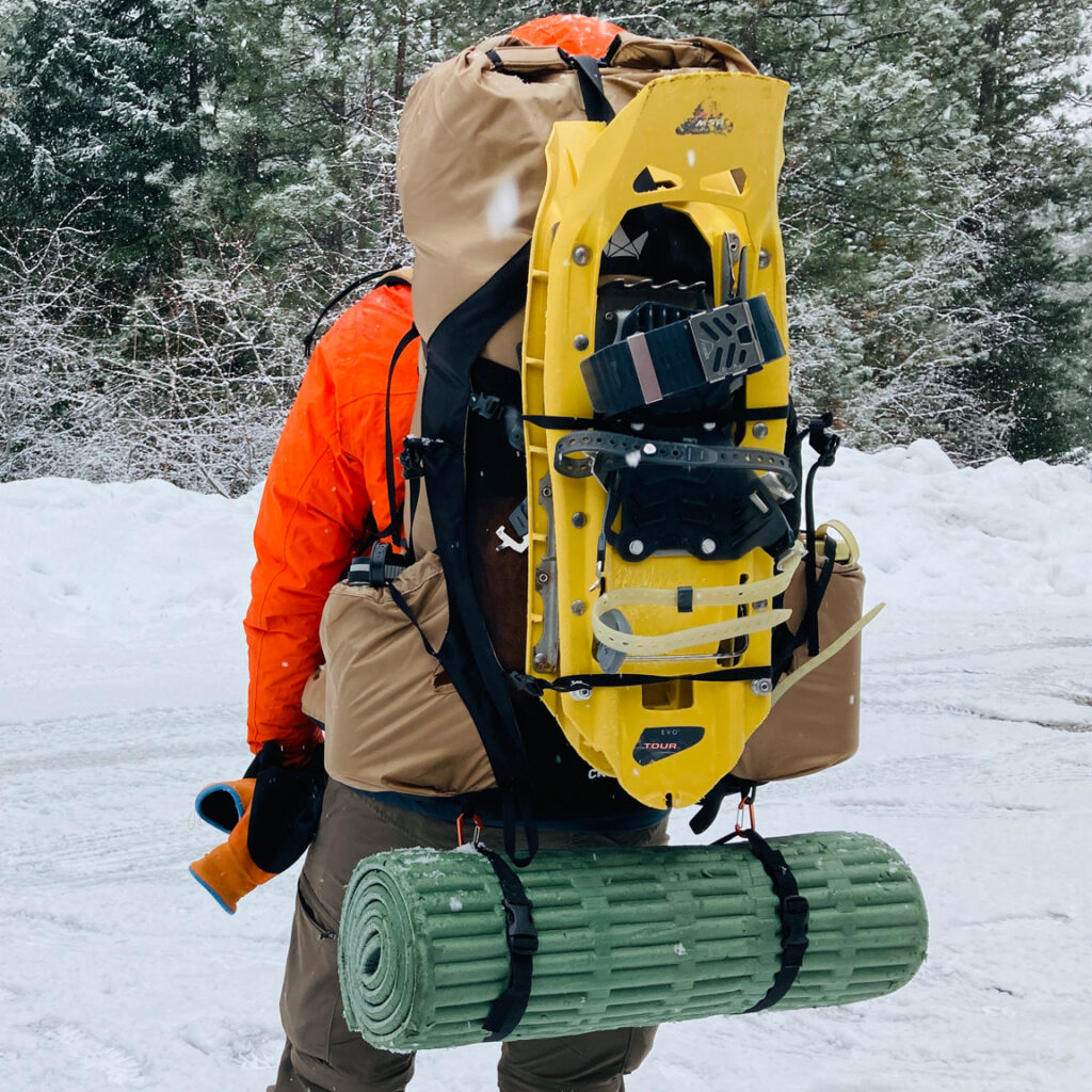 Granite Gear Crown3 pack with snowshoes attached