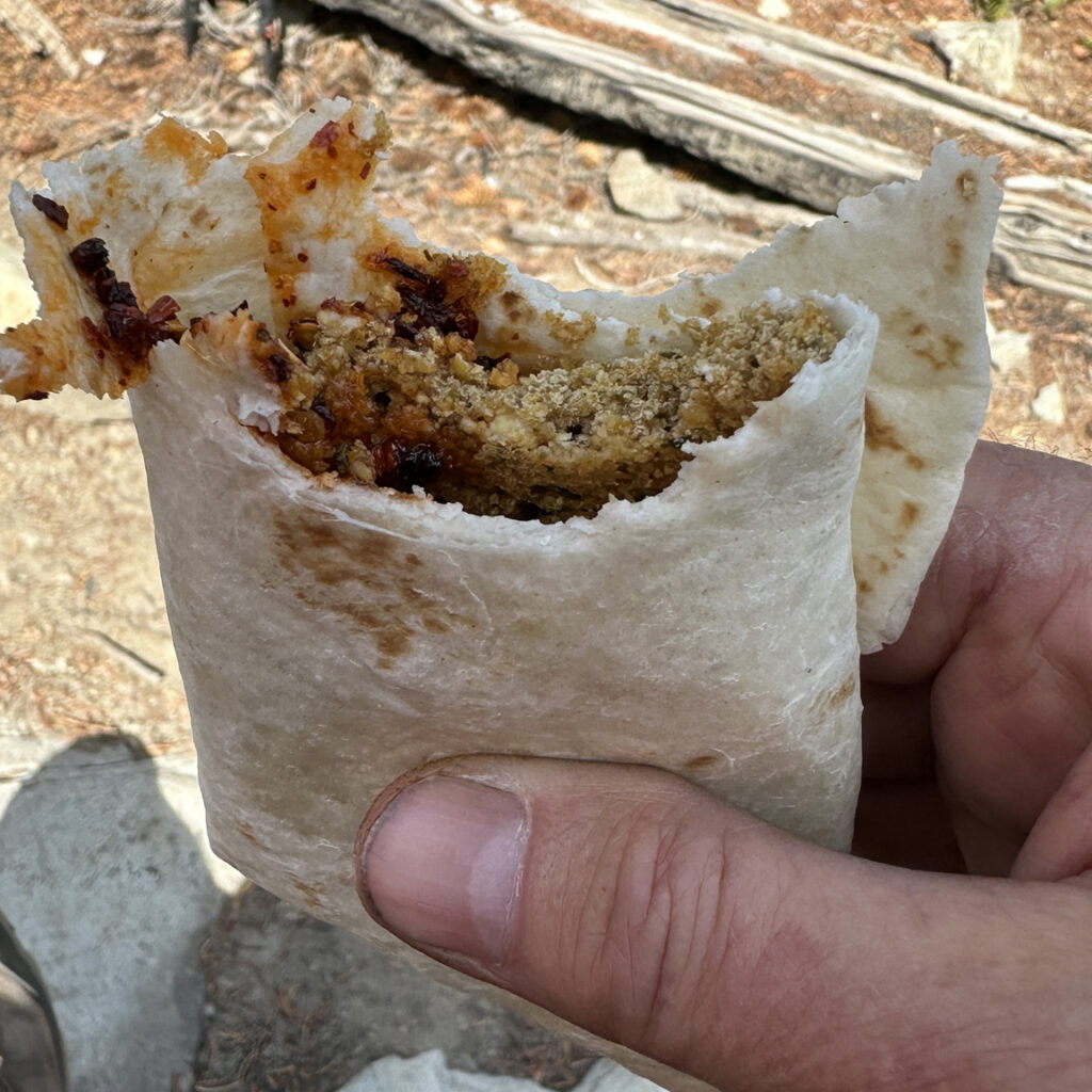 Falafel burrito with chili crisp