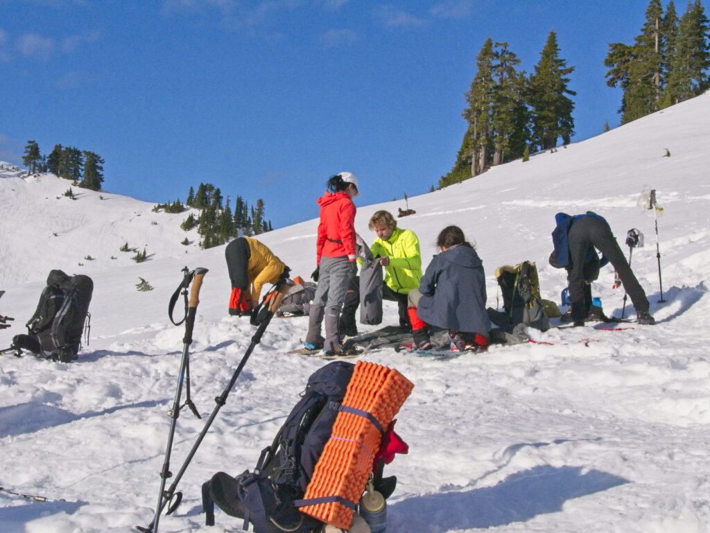 winter backpacking team