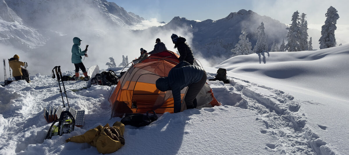 winter backpacking camp