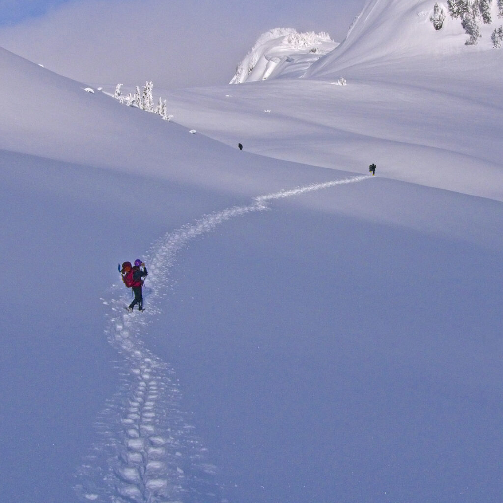 winter backpacking in deep snow