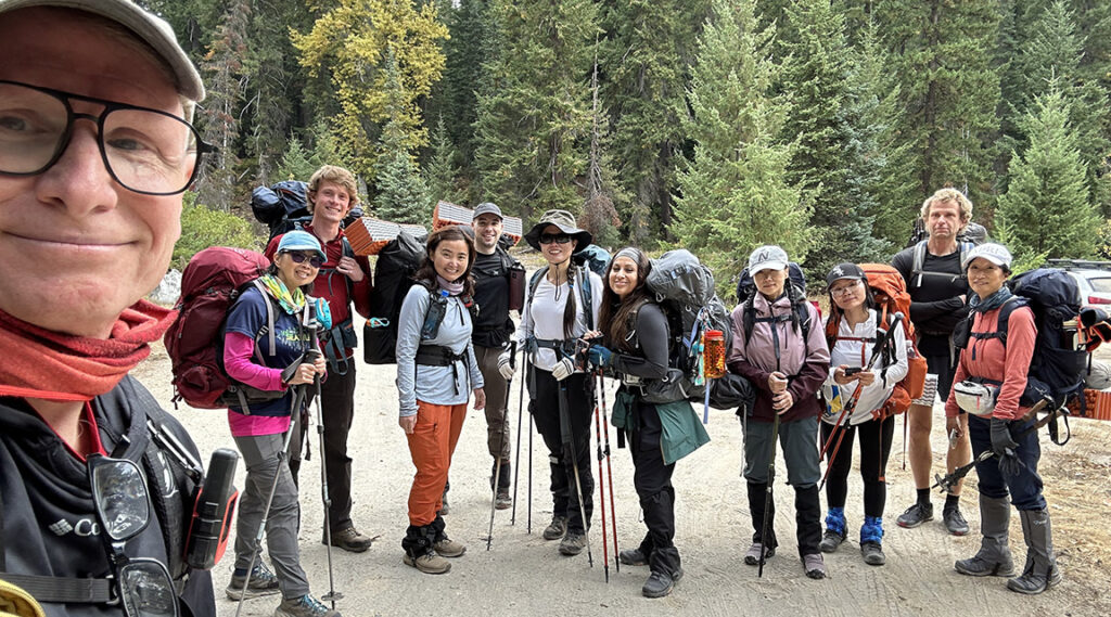 winter backpacking group photo