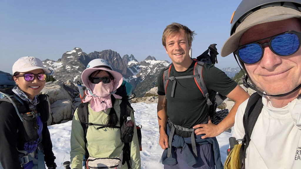 winter backpacking group photo