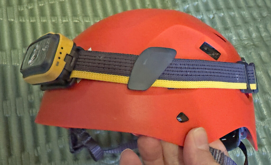 climbing helmet with headlamp